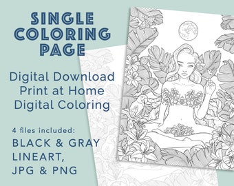 Printable Coloring Page | Digital Colouring Sheet for Adults | Detailed and Intricate Illustration | Tropical Artwork