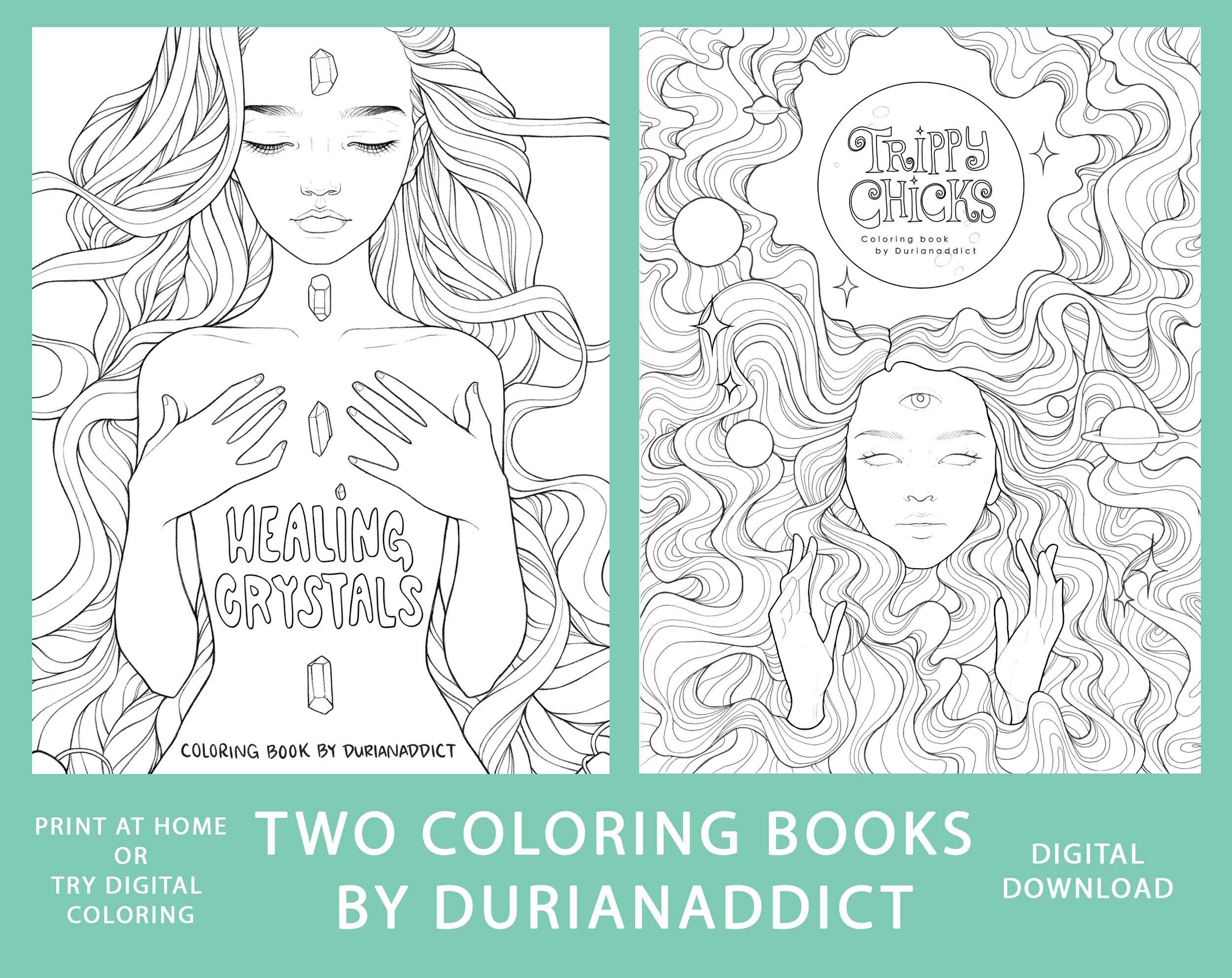 Bundle Two Digital Coloring Books Coloring Pages Printable Etsy