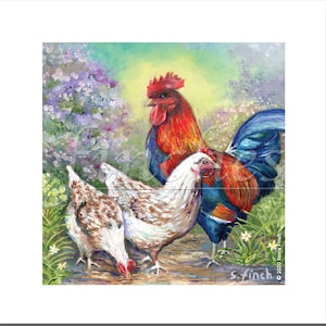 Espíritu de Pollo (Tarjeta de Saludo/Agradecimiento) Gallo Pintura Pollo. Mensaje del Tótem del Espíritu de la Naturaleza. Tarjeta de amistad con arte animal de corral