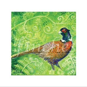 Espírito do Cartão de Arte do Faisão/Cartão de Agradecimento com Mensagem do Totem do Espírito da Natureza. Cartão de amizade de pássaros do British Wildlife Game e cartão de melhoras