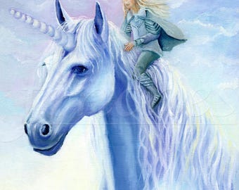 Winter Unicorn Fairy Art Print for Magical Baby Girl Nursery Wall Decor & Whimsical Fantasy Gift