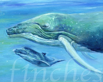 Spirit of Whale  Art Prints. Humpback Whale Print. Aquatic Art Gift for Men, Parents Anniversary Sea Life Painting & Female Birthday Gift