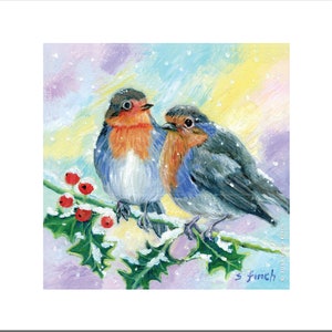 Espíritu de Robin Saludo/Tarjeta de Gracias. Tarjeta espiritual de pintura de Robin inglés con mensaje de tótem del espíritu de la naturaleza. Tarjeta de Navidad