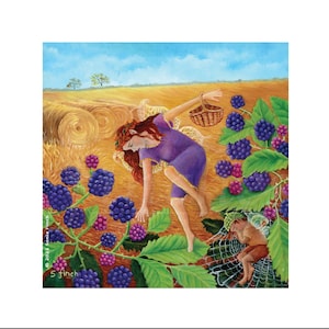 Biglietto di auguri con fate autunnali delle more (biglietto di ringraziamento) Arte fantasy, dipinti spirituali. Biglietto di ringraziamento, biglietto di amicizia, biglietto di compleanno fata