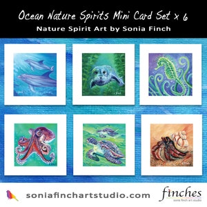 Lot de 6 mini-cartes Ocean Nature Spirits : créatures marines, remerciements, amitié, pensées et guérison