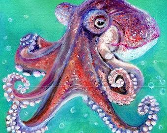 Spirit of Octopus Art Prints. Gift For Her. Beach House Decor. Octopus Picture. Octopus Decor Aquatic Art. Coastal Wall Art