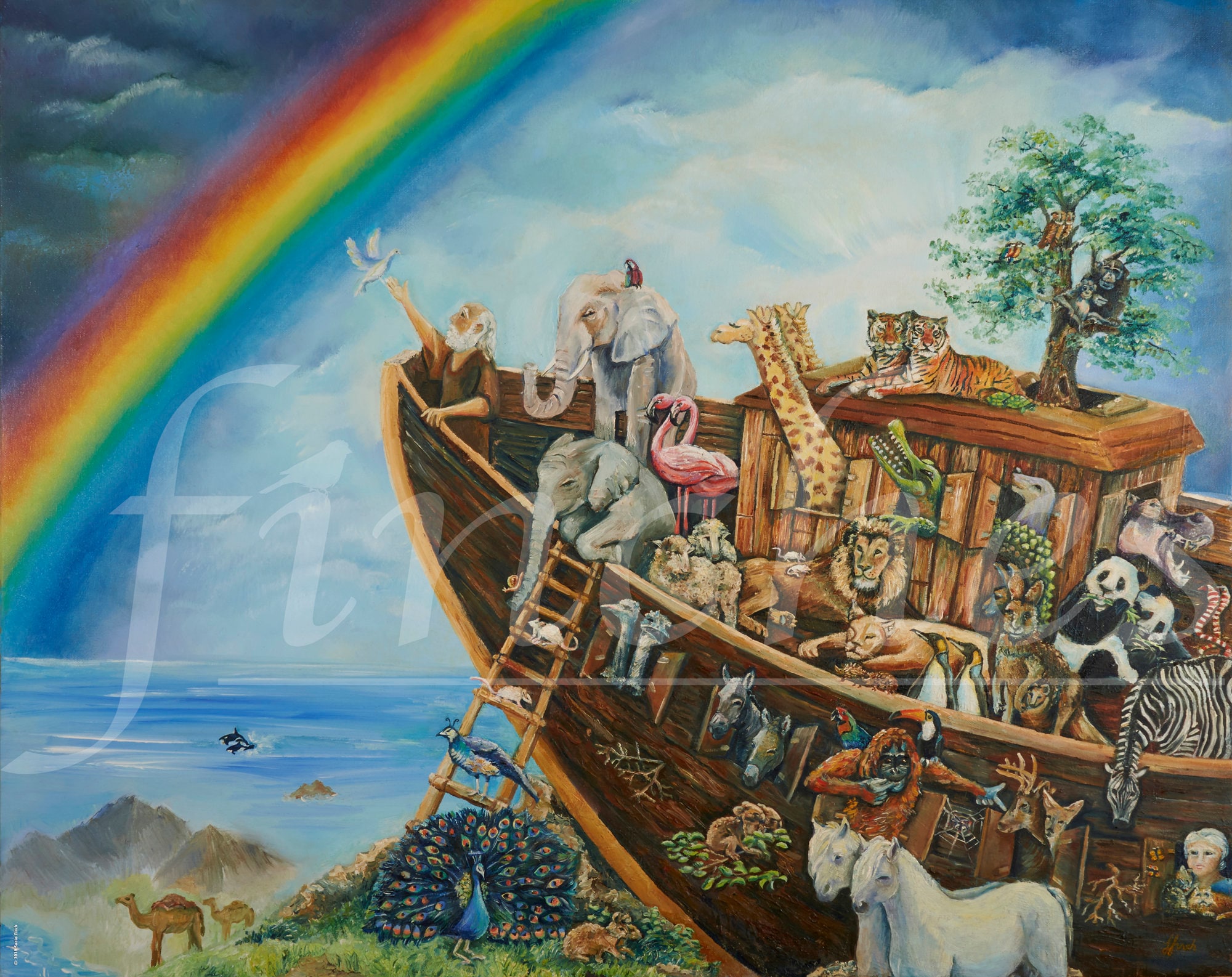 Noah's Ark (christian Cards). Beautiful Bible Story Painting Thank