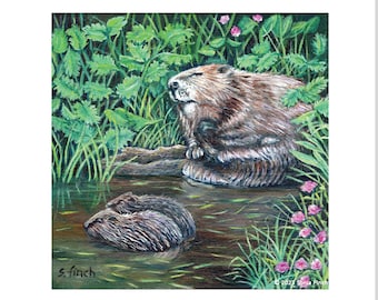 Spirit of Beaver. Thank You Card or Father's Day Card with Nature Spirit Totem message. Perfect River Wildlife Get Well Soon Card