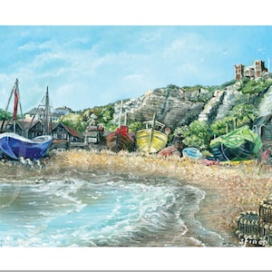Barche da pesca di Hastings (biglietto di auguri/ringraziamento) Kent Painting. Biglietto per l'anniversario dei genitori e la guarigione presto. Carta di pesca. Biglietto d'auguri maschile