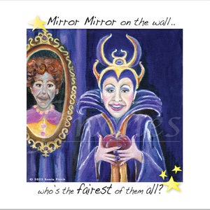 Espelho Espelho (cartão de Natal/cartão de agradecimento) Teatro Musical. Rainha Má, Pantomima Branca de Neve. Cartão de Amizade