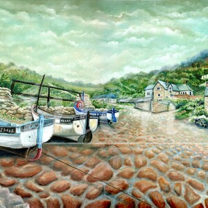 Un gato de Cornualles (tarjeta de felicitación/gracias) Pintura de Cornualles, arte rural. Tarjeta de aniversario de padres y recuperación pronto