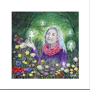 Carte de remerciement de voeux de fées des fleurs d'été. Art fantastique, carte d'amitié, carte de rétablissement et carte d'anniversaire de fée