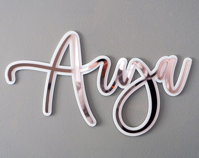 Modern Layered Acrylic Name Sign Acrylic Name Cutout Floating Acrylic