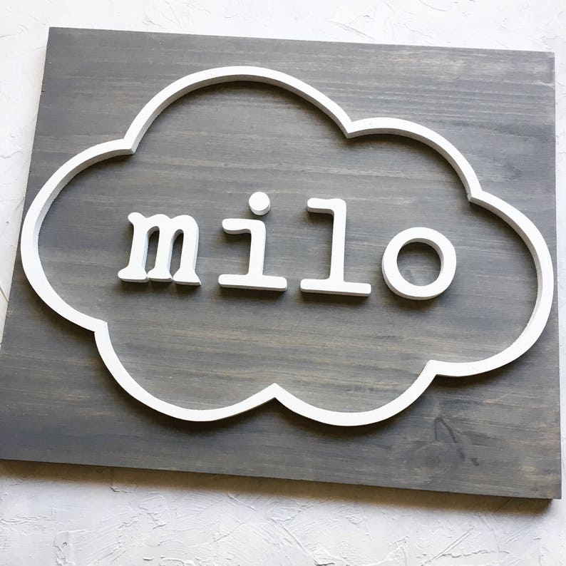 Personalized Cloud Wood Name Sign Wood Name Board Etsy