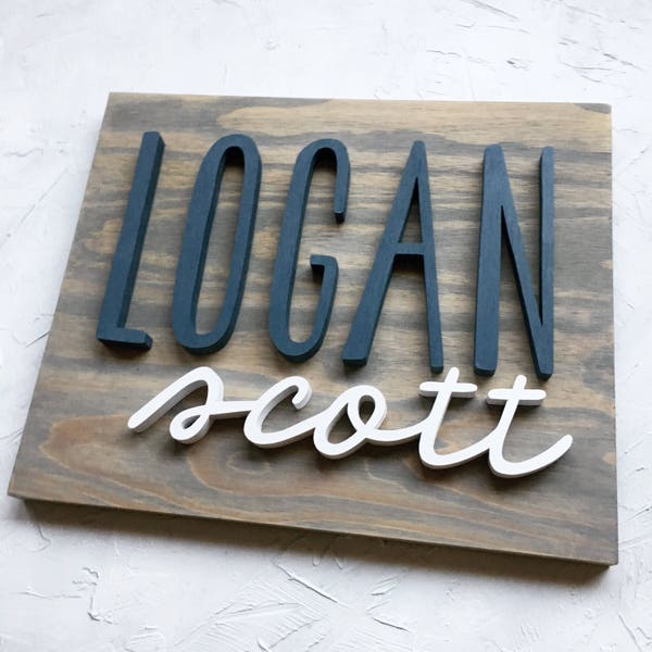 Modern Wood Name Sign 11x14- Wood Name Board - RECTANGLE - Custom Wall Art - Nursery Decor - Personalized