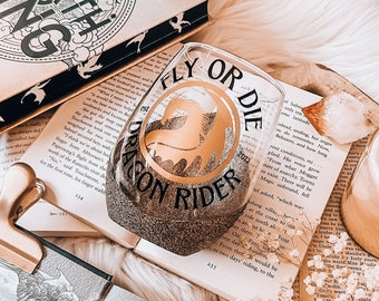 Fly or Die Dragon Rider Wine Glass, Licensed cups, Fourth Wing, Booktok, Bookish, Basgiath War College, Xaden Riorson Violet Sorrengail