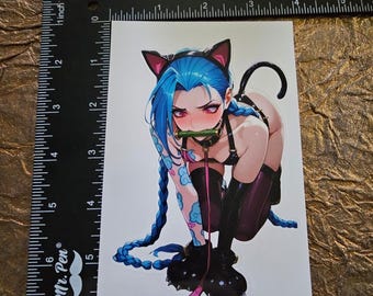 Oversized waterproof anime waifu sticker NSFW 18+ Jinx ARCANE