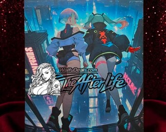 Lucy and Rebecca Cyberpunk 8x10 metal art piece plaque waifu print NSFW 18+