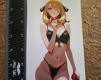 Oversized waterproof anime waifu sticker NSFW 18+ Cynthia pokemon