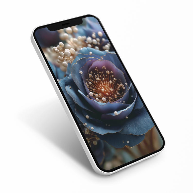 Blue Roses Lock Screen Midnight Blue Floral Wallpaper | Gold Pearl Rose Lock Screen (digital ...