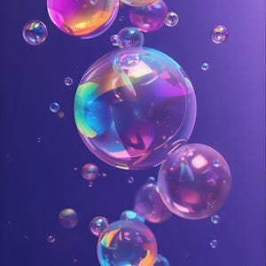 Holographic Bubbles Wallpaper | Iridescent Neon Phone Background (Digital Download)