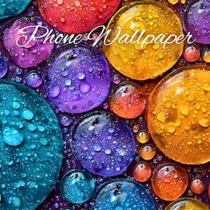 Colorful Bubble Wallpaper, Glossy Orbs, Rainbow Liquid (Digital Download)