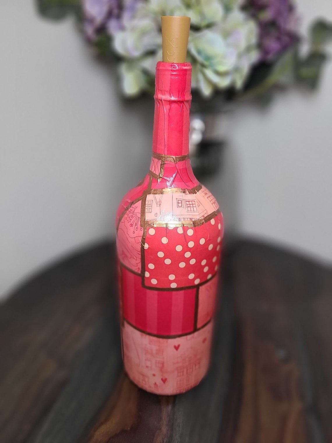 Decoupage Wine Bottle Night Lights Etsy