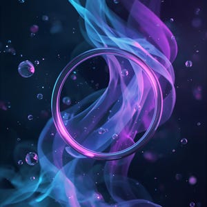 Neon Ring Smoke Wallpaper, Abstract Cyber Lock Screen (Digital Download)