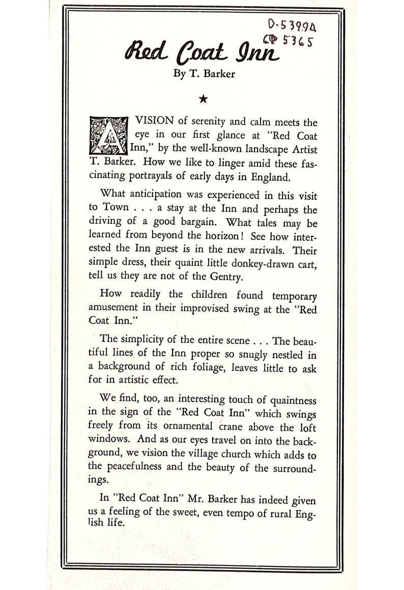 GP5368 Red Coat Inn by T. Barker Etsy