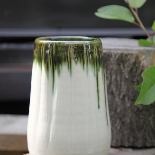 Green and White vase