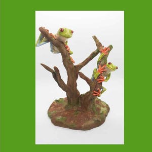 Frogs sculpture - unique ceramic home decor, handmade in Canada