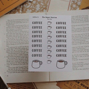 Scrittura a mano: foglio di adesivi con parole scritte a mano con scritta Coffee Handlelettered - fogli di adesivi fustellati, cancelleria per diari decorativi, pianificazione e bujo