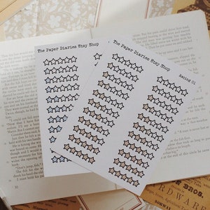 Buch Journal Sterne Bewertung Sticker Bogen - Aufkleber mit Kiss-Cut Design für dekoratives Journaling, Planung und Bujo