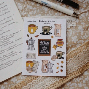 Feuille d'autocollants mignons et confortables pour bujo, planification, journalisation, automne, automne