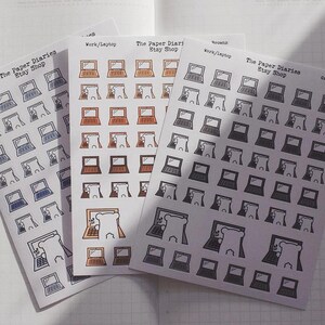 Original Bär Charakter Minimalist Arbeit Laptop Mini Icons Blau Braun Grau Planer Aufkleber