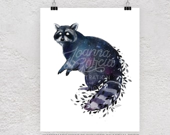 Raccoon Art Print, Galaxy Raccoon, animal art print