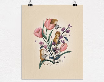 Maus Kunstdruck, Floral Illustration, Floral Home Decor, Maus Illustration