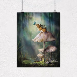 Digital Animal Painting, Mouse, Surrealism art, forest, woodland animal