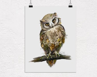 Owl Art Print, Wildlife Art, Home Decor