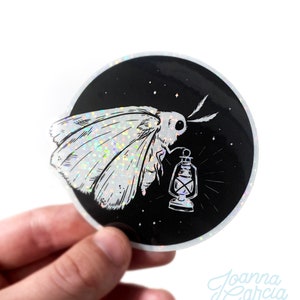 Moth Vinyl Sticker, Glitter Moth Sticker, Star Sticker, Moth Artwork