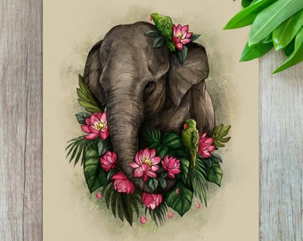 Elephant Art Print, Elephant painting, animal art print