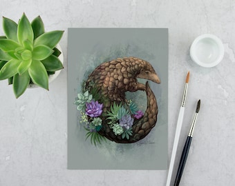 Pangolin Art Print, Arte animal en peligro de extinción, animal art print
