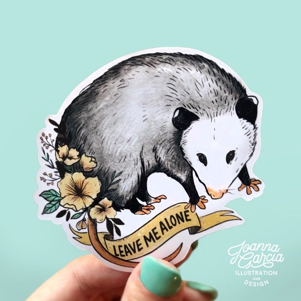 Possum Vinyl Sticker, Leave Me Alone Sticker, Possum Art, Laptop Sticker