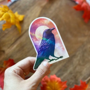 Raven Vinyl Sticker, Holograph Raven Sticker, Holograph Sticker, Raven Artwork