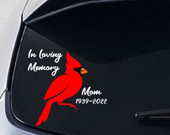 in loving memory decal, in loving memory, memorial decal, memorial cardinal, cardinal decal, memorial sticker, in loving memory stickers