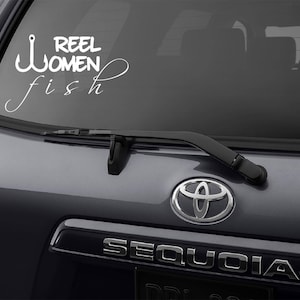 fishing decal, fishing sticker, women fishing, fisherwoman, car decal, sticker, girls who fish, women who fish, fish hook, gift for her