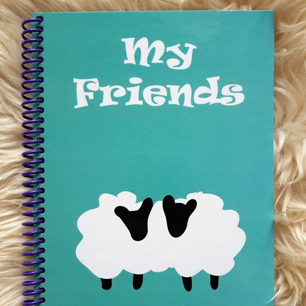 Childrens friendship book, school leavers, kids memory book, scrap book, for boys and girls, fill in book, doodle and decorate, Purple Coil