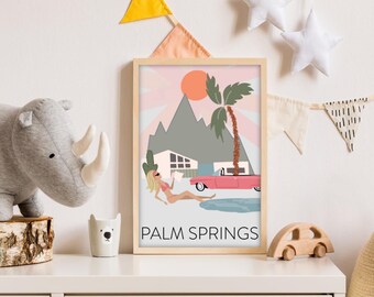 Palm Springs Cityscape Map Digital Print/Illustration for Nursery
