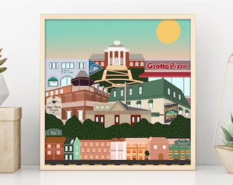 University of Delaware UD (Newark, DE) College Campus Cityscape Map Digital Print/Illustration