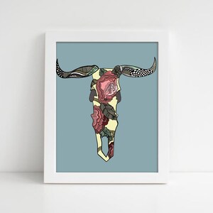 Bull Horns Abstract Patterned Character Digital Print (2 of 3-part Collection)